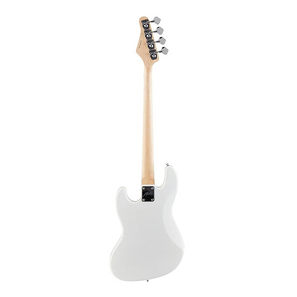 Austin Guitars 4 String Acoustic Bass Guitar, Correcto, White (AJB300WH)