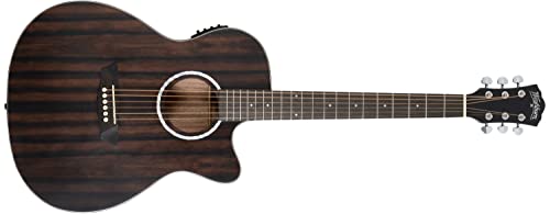 Washburn Electro Acoustic 6 String Guitar, Right, Striped Ebony (DFEACE)