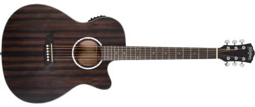 Washburn Electro Acoustic 6 String Guitar, Right, Striped Ebony (DFEACE)