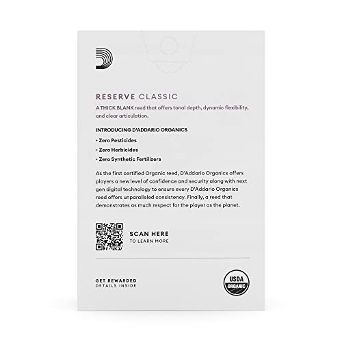 D'Addario Organic Reserve Evolution Bb Clarinet Reeds - Reeds for Clarinet - Individually Sealed - 3.5+ Strength, 10 Pack