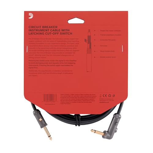 D'Addario 10' Circuit Breaker Instrument Cable with Latching Cut-Off Switch