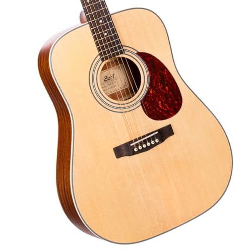 Cort EARTH70OP Dreadnought Acoustic Guitar Solid Spruce Top, Natural Open Pore