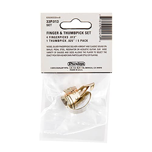 Jim Dunlop 33P013 .013-Inch Nickel Silver Finger and Thumbpicks