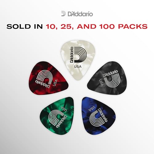 D'Addario Celluloid Guitar Picks - Guitar Accessories - Guitar Picks for Acoustic Guitar, Electric Guitar, Bass Guitar - Natural Feel, Warm Tone