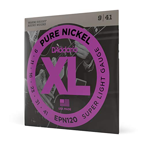 D'Addario Guitar Strings - XL Pure Nickel Electric Guitar Strings - Round Wound - Warm, Bright, Vintage Sound - EPN115 - Blues/Jazz Rock, 11-48