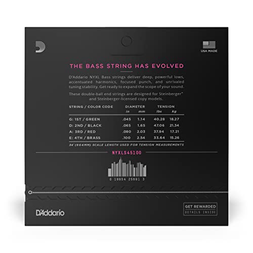 D'Addario NYXLS45100 Nickel Plated Bass Guitar Strings