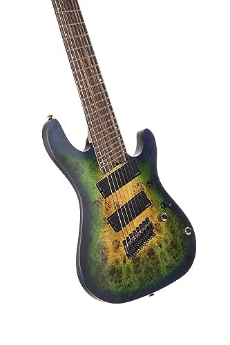 Cort KX Series 508 Multi-Scale 8-String Electric Guitar, Mariana Blue Burst Finish