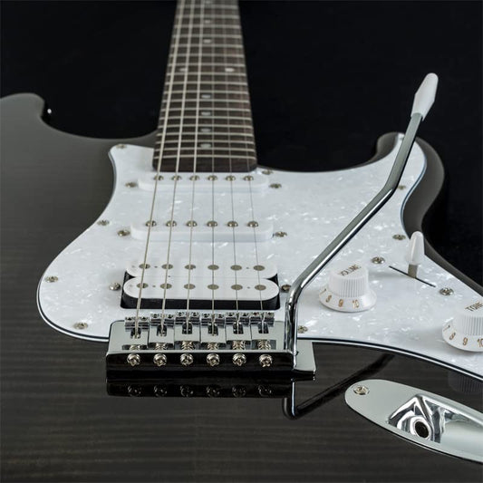 Washburn Sonamaster 6 String Solid-Body Electric Guitar, Right, Transparent Black (SDFTB)