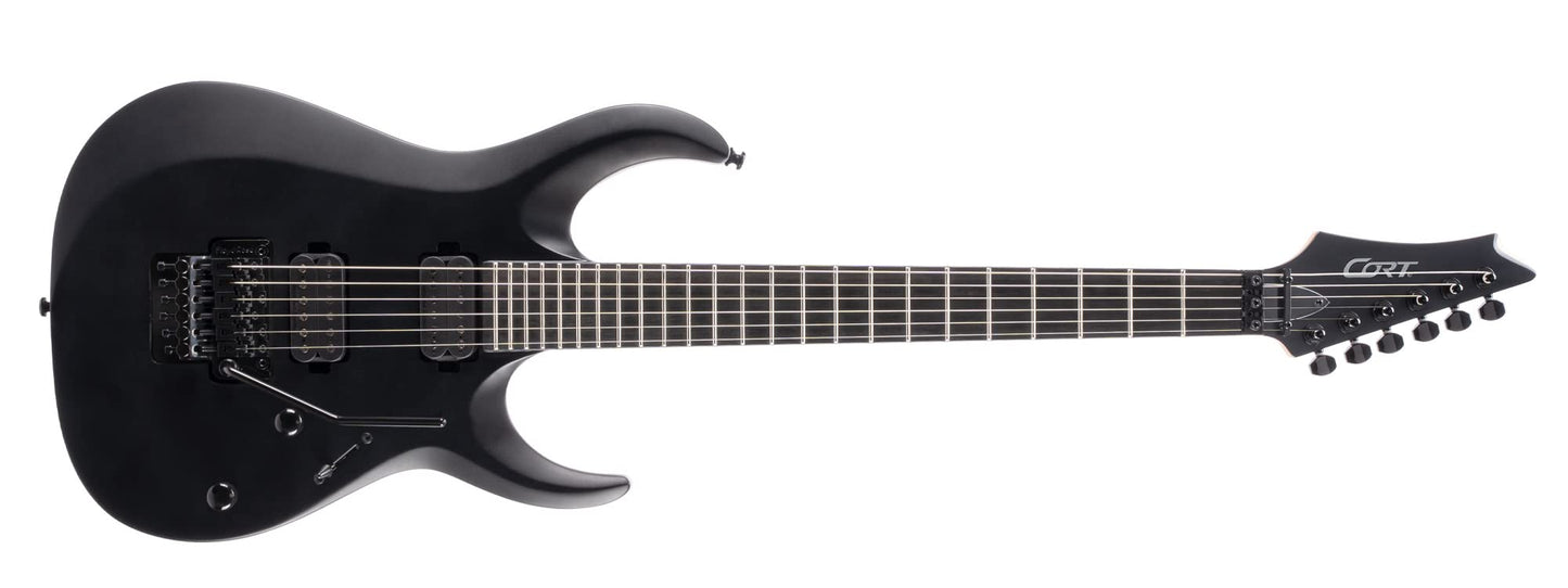 Cort 6 String Solid-Body Electric Guitar, Right, Black Satin, Full (X500MENACE)