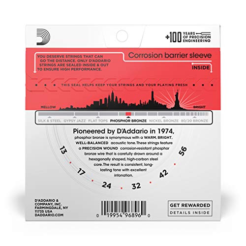 D'Addario Guitar Strings - Phosphor Bronze Acoustic Guitar Strings
