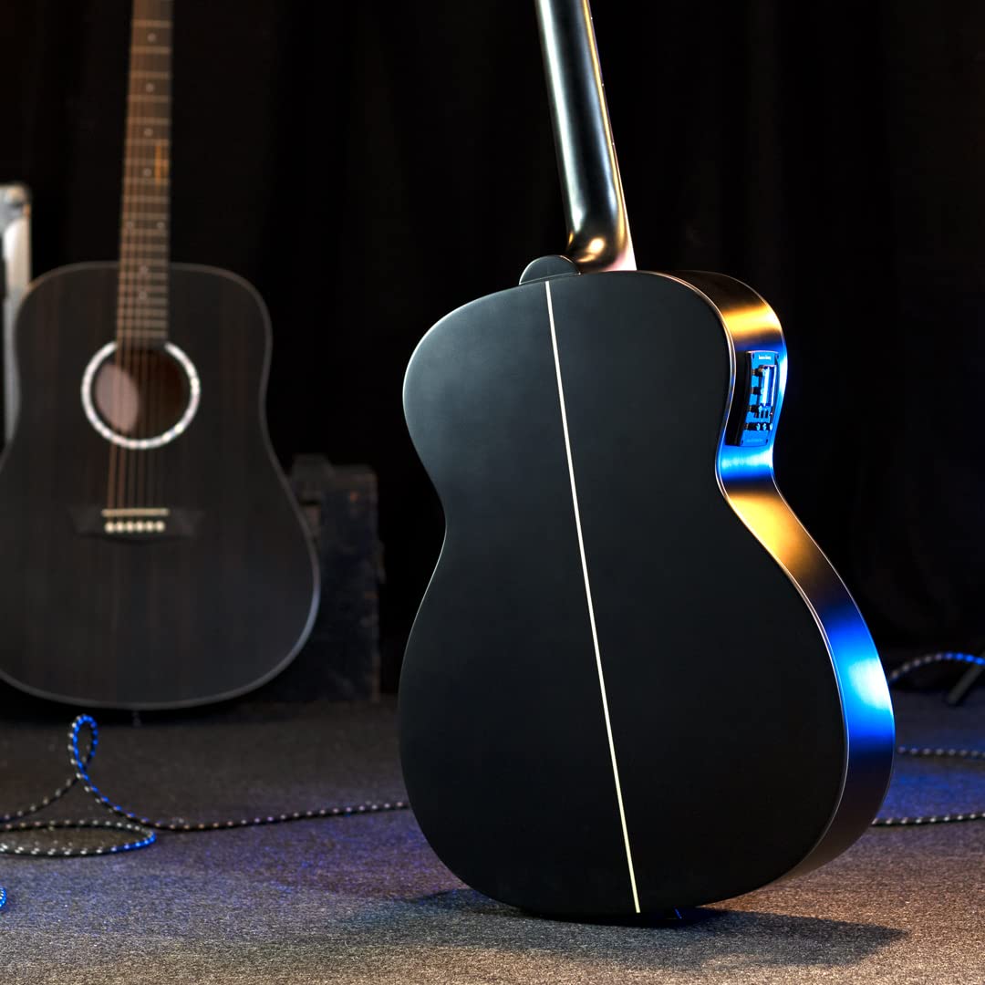 Washburn 6 String Acoustic-Electric Guitar, Right, Striped Ebony (DFEFE)