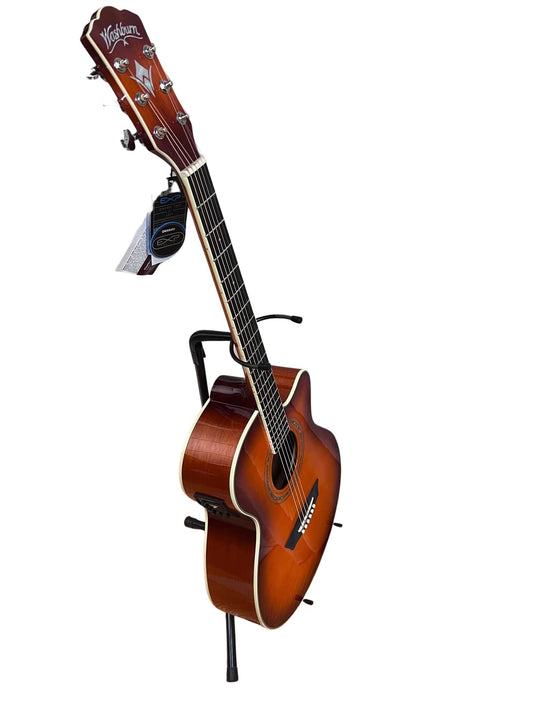 Washburn Festival EA15 Mini Jumbo Cutaway, Acoustic Electric Guitar, Ice Tea Burst