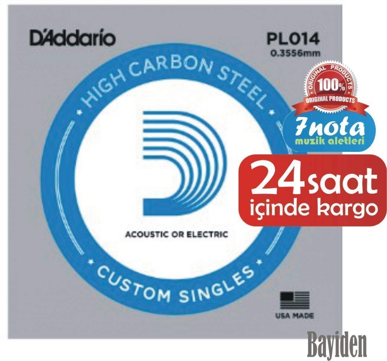 D'Addario Plain Steel Guitar Single String