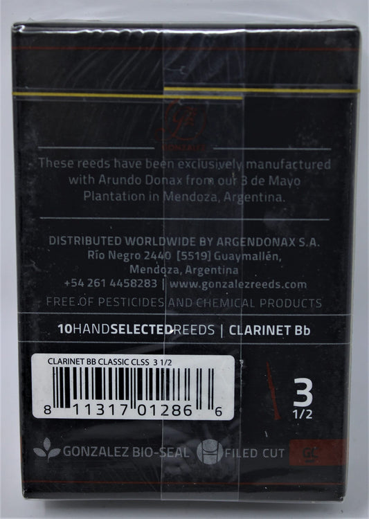 Gonzalez Classic Bb Clarinet Reeds Box of 10 Strength 3.5
