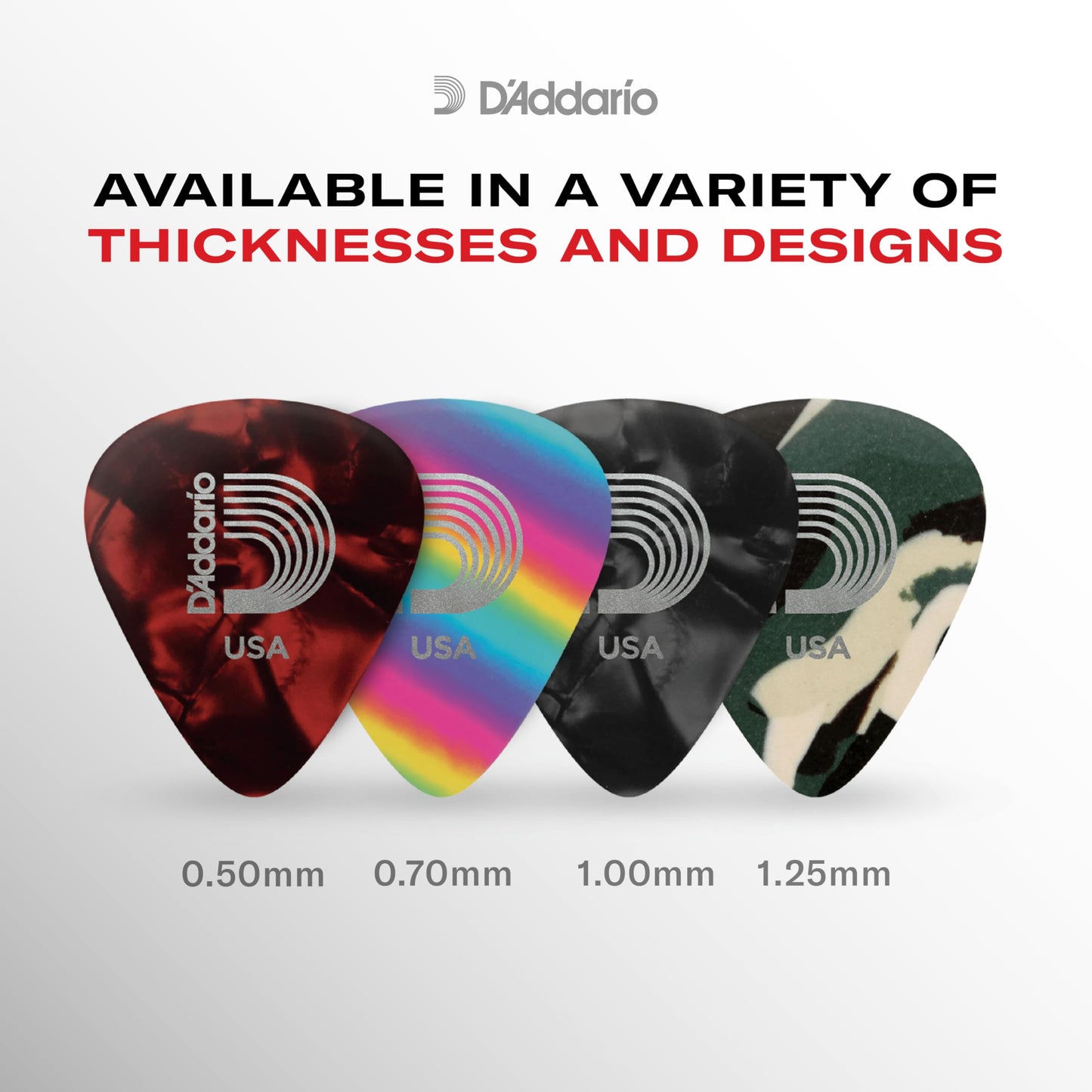 D'Addario Celluloid Guitar Picks - Guitar Accessories - Guitar Picks for Acoustic Guitar, Electric Guitar, Bass Guitar - Natural Feel, Warm Tone