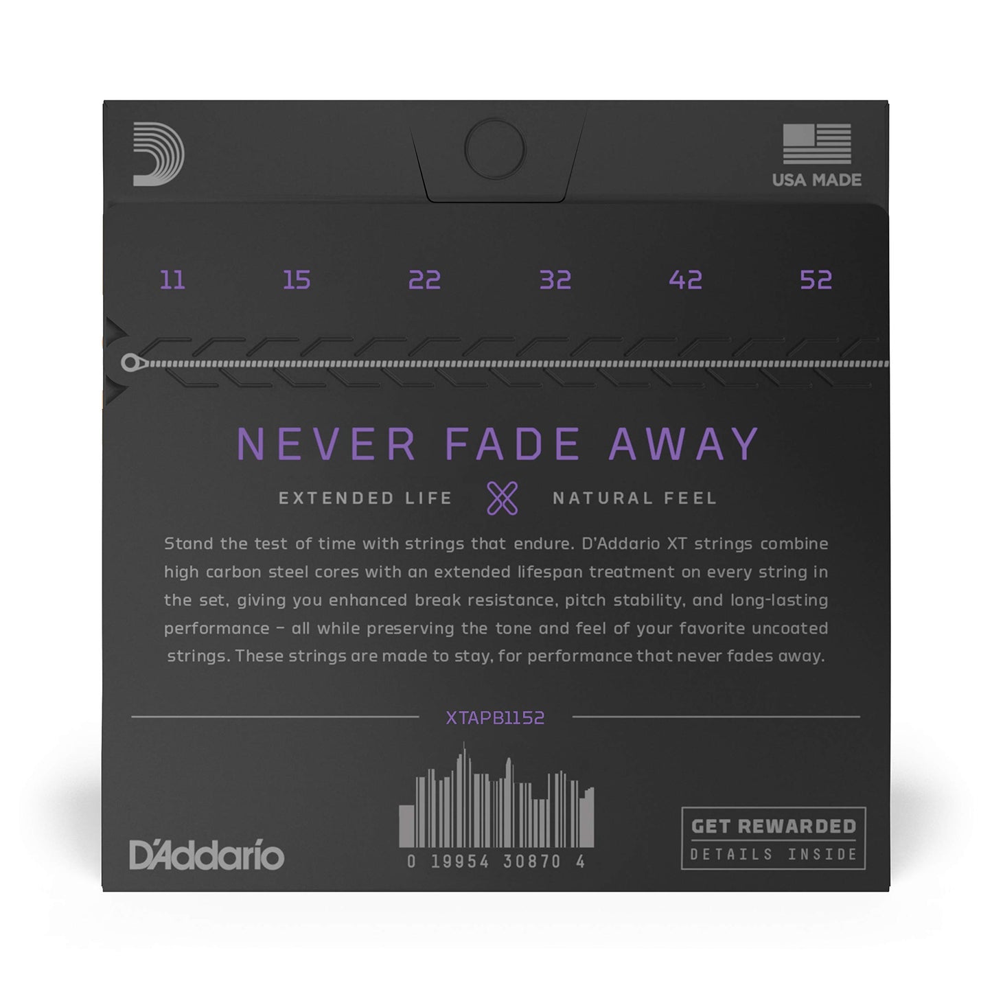 D'Addario Guitar Strings - XT Phosphor Bronze Coated Acoustic Guitar Strings - Extended String Life with Natural Tone & Feel - For 6 String Guitars -
