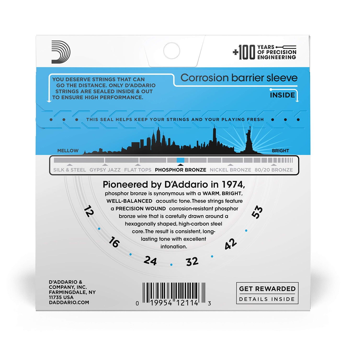 D'Addario Guitar Strings - Phosphor Bronze Acoustic Guitar Strings