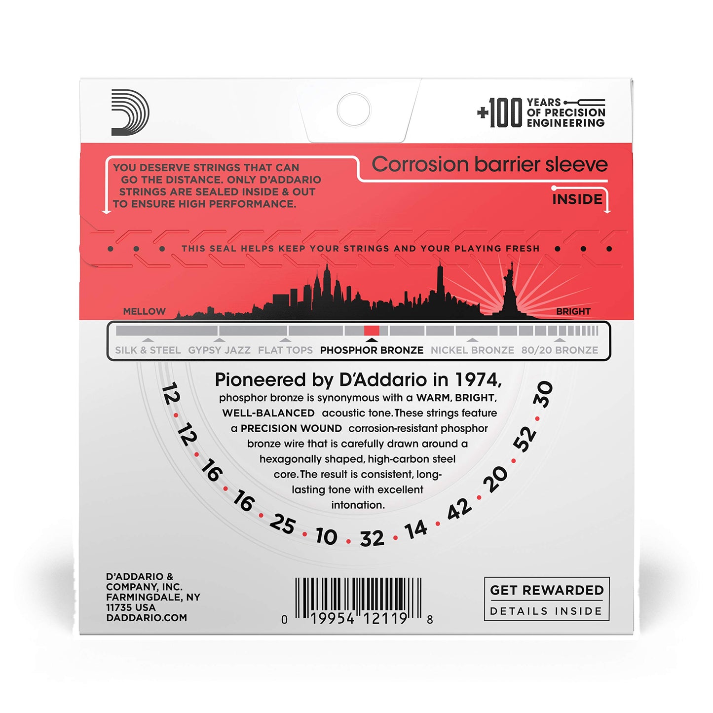 D'Addario Guitar Strings - Phosphor Bronze Acoustic Guitar Strings