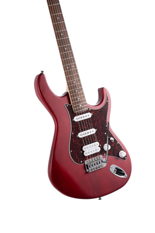 Cort 6 String Solid-Body Electric Guitar, Right, Open Pore Black Cherry, Full (G110OPBC)