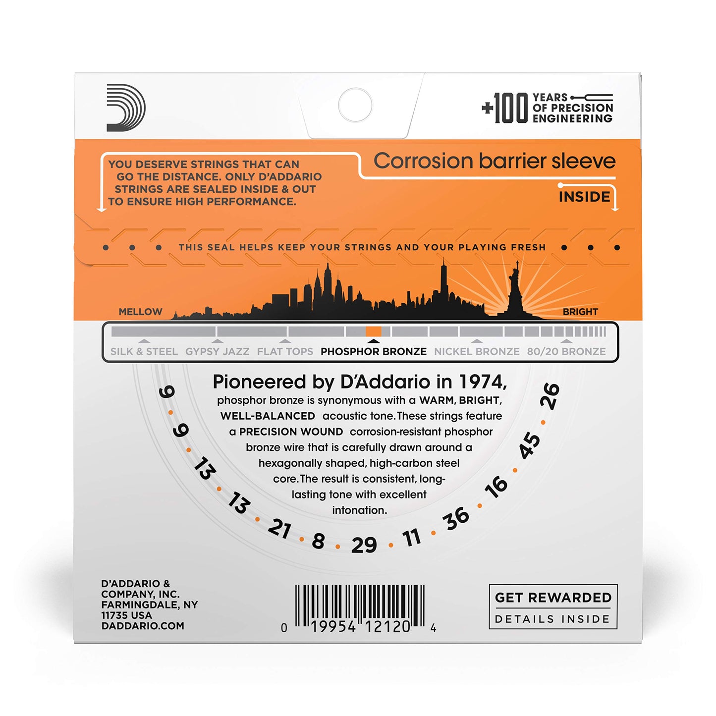 D'Addario Guitar Strings - Phosphor Bronze Acoustic Guitar Strings