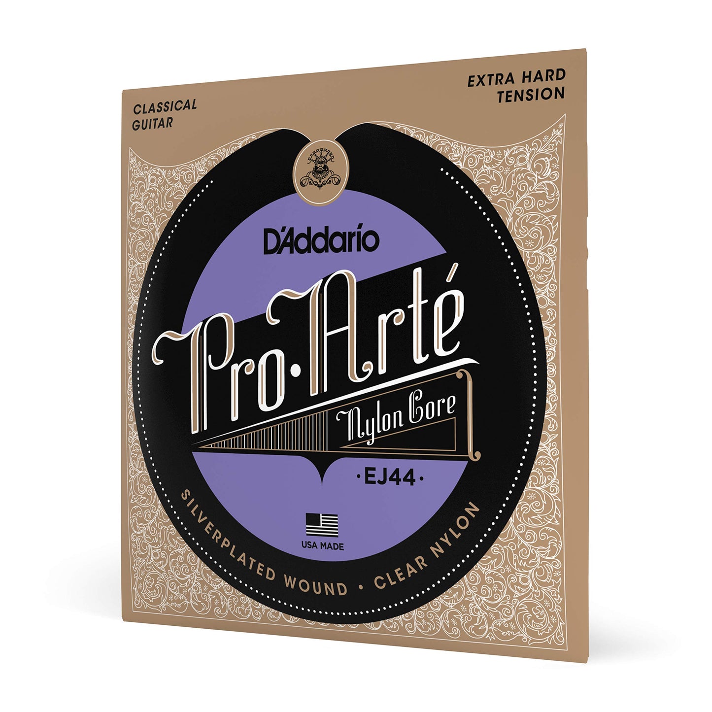 D'Addario Guitar Strings - Pro-Arte Classical Guitar Strings - EJ44 - Nylon Guitar Strings - Silver Plated Wound, Nylon Core - Extra-Hard Tension, 1-Pack