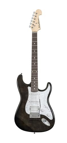 Washburn Sonamaster 6 String Solid-Body Electric Guitar, Right, Transparent Black (SDFTB)
