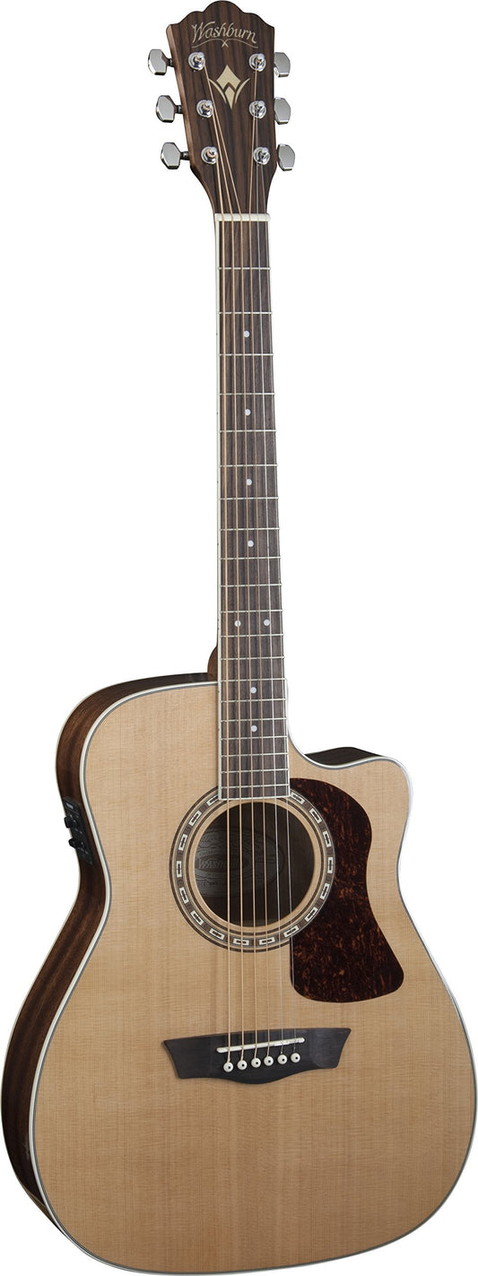 Washburn Heritage 10 Series 6 String Acoustic-Electric Guitar, Right, Natural Gloss (HF11SCE-O)