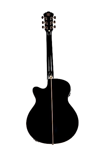 Washburn Festival Series 6 String Acoustic Electric Guitar, Right, Koa Burst, Cutaway Mini Jumbo (EA55G-A)