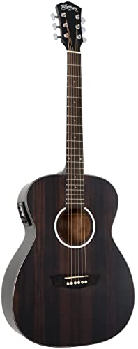 Washburn 6 String Acoustic-Electric Guitar, Right, Striped Ebony (DFEFE)