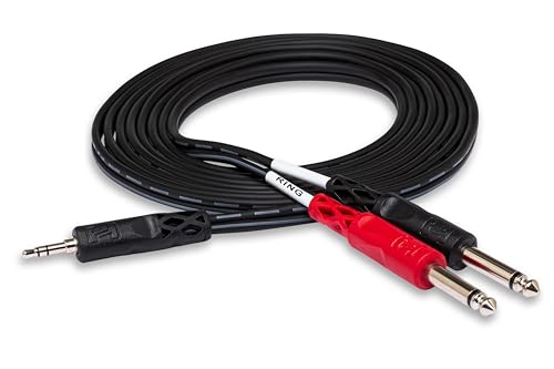 Hosa CMP-153 3.5 mm TRS to Dual 1/4 inch TS Stereo Breakout Cable, 3 feet
