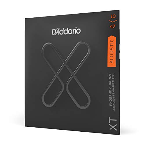 D'Addario Guitar Strings - XT Phosphor Bronze Coated Acoustic Guitar Strings - Extended String Life with Natural Tone & Feel - For 6 String Guitars -