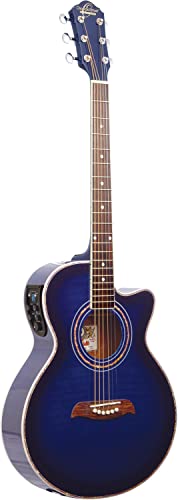 Oscar Schmidt OG10CEFLAG-A OG10CE Cutaway Acoustic-Electric Guitar, USA Flag Graphic