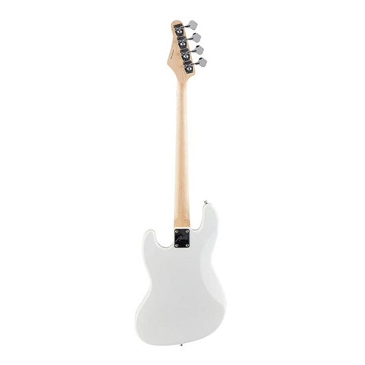 Austin Guitars 4 String Acoustic Bass Guitar, Correcto, White (AJB300WH)