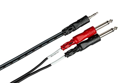 Hosa CMP-153 3.5 mm TRS to Dual 1/4 inch TS Stereo Breakout Cable, 3 feet