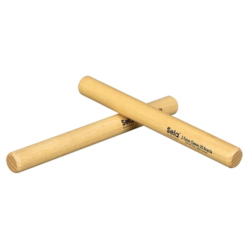 Sela Percussion 2-Tone Acacia Claves Pair, 3/4-Inch, (SE282)