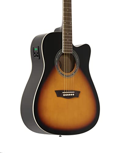 Washburn Vintage Series 6 String Acoustic-Electric Guitar, Right, Tobacco Sunburst (WA90CEVSB)