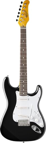 Oscar Schmidt OS-300-BK-A Double Cutaway SSS Electric Guitar, Black