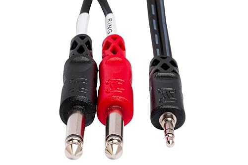 Hosa CMP-153 3.5 mm TRS to Dual 1/4 inch TS Stereo Breakout Cable, 3 feet
