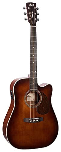 Cort MR500E BR Earth Dreadnought Cutaway Electric Acoustic Guitar, Brown