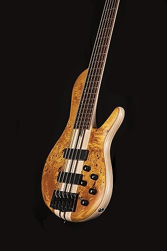 Cort Artisan Series A5 Plus 5 String Bass Guitar, Open Pore Amber (A5PLUSSCAOP)