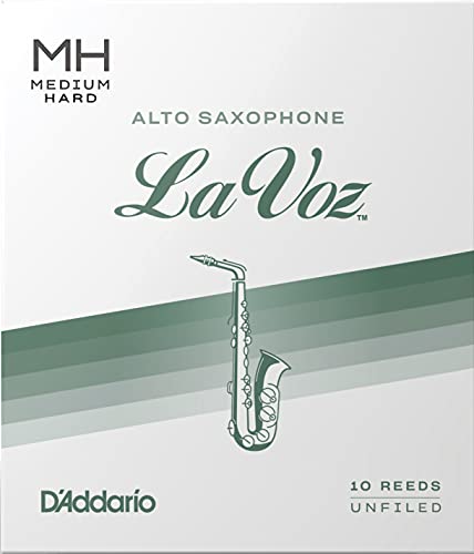 D'Addario La Voz Alto Sax Reeds - Alto Saxophone Reeds - RJC10MH - Unfiled Cut - Medium-Hard - 10-Pack