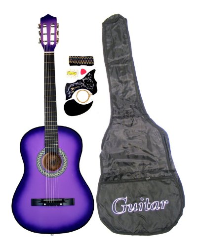 38" PURPLE Acoustic Guitar Starters Beginner Package, Guitars, Gig Bag, Strap, Pitch Pipe Tuner, 2 Pick Guards, Extra String & DirectlyCheap® Pick (BU-AG38) [Teacher Approved]