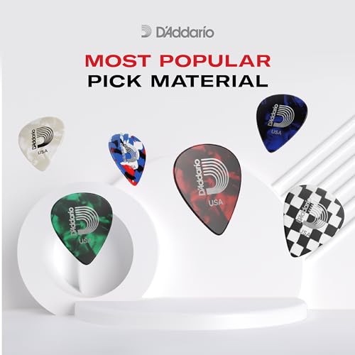 D'Addario Celluloid Guitar Picks - Guitar Accessories - Guitar Picks for Acoustic Guitar, Electric Guitar, Bass Guitar - Natural Feel, Warm Tone