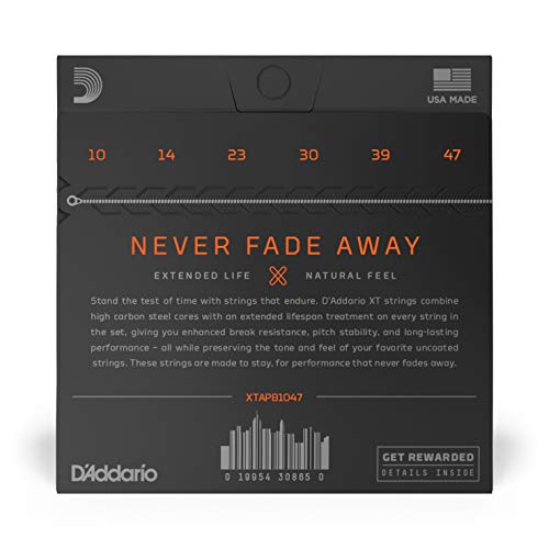 D'Addario Guitar Strings - XT Phosphor Bronze Coated Acoustic Guitar Strings - Extended String Life with Natural Tone & Feel - For 6 String Guitars -