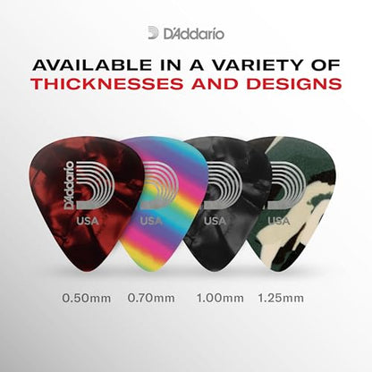 D'Addario Celluloid Guitar Picks - Guitar Accessories - Guitar Picks for Acoustic Guitar, Electric Guitar, Bass Guitar - Natural Feel, Warm Tone