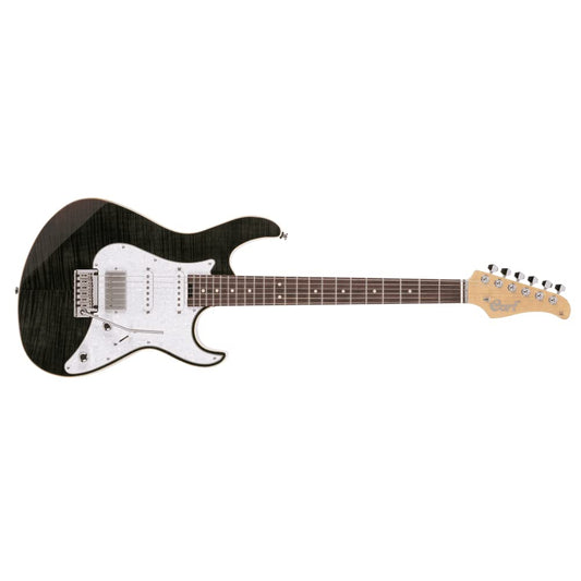 Cort G280 Select Flame Top 6-String Electric Guitar, Transparent Black Finish (G280SELECTTBK)
