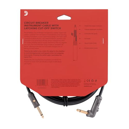 D'Addario 10' Circuit Breaker Instrument Cable with Latching Cut-Off Switch