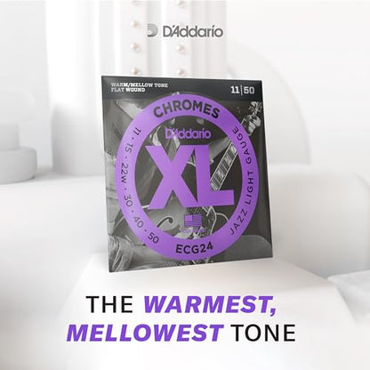 D'Addario XL Chromes Flat Wound Bass Guitar Strings - ECB80 - Long Scale - Super Light