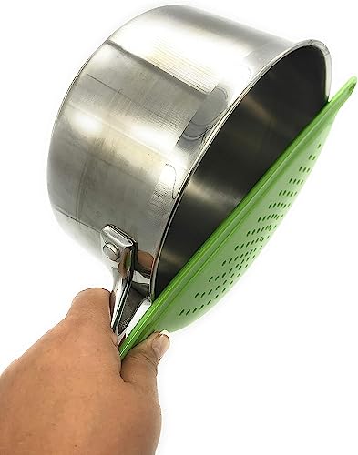 Hand Held Pot Drainer with Handle - For up to 9" Pots - Great for Veggies, Noodles, Pasta, Fruit, etc.