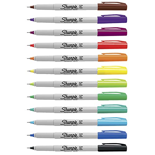 SHARPIE Permanent Markers, Ultra Fine Point, 12 Count